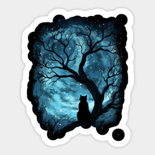 Black Cat at Night Sticker